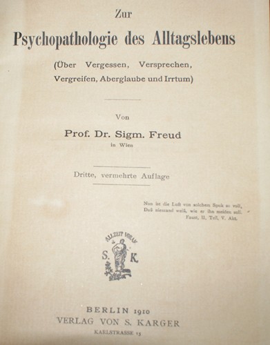 EQUILIBRIUM - Zur Psychopathologie des Alltagslebens, prof.dr. Sigmund Freud in Wien /Zigmund Frojd/